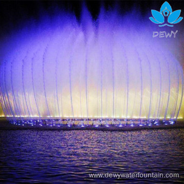 music dancing water fountain design in lake